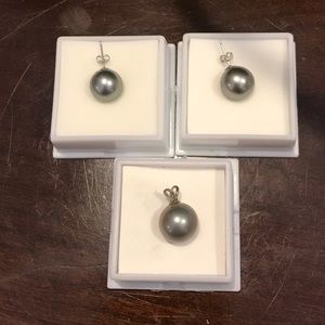 RESERVED🖤14K WG 10-12mm Pearl Earrings/Pendant